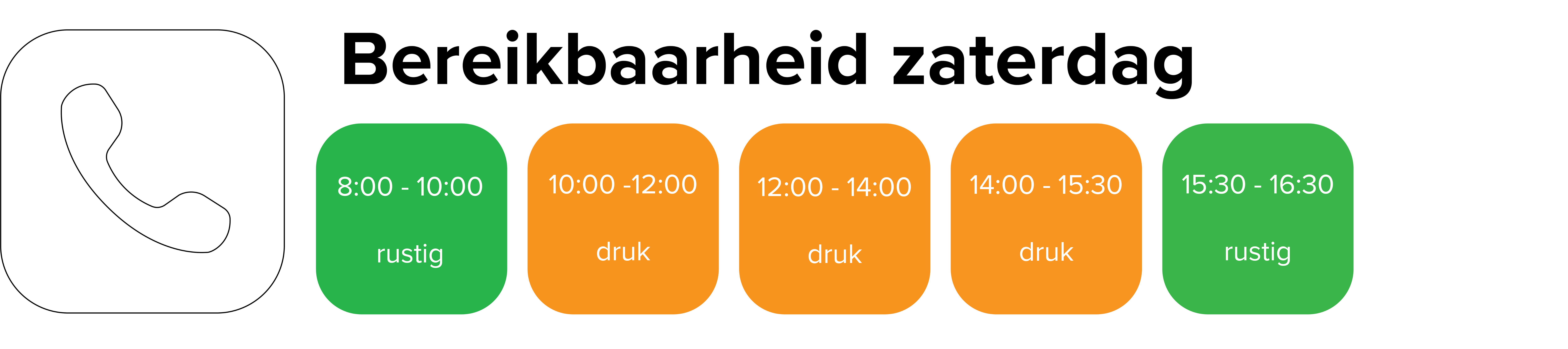 bereikbaarheid zaterdag